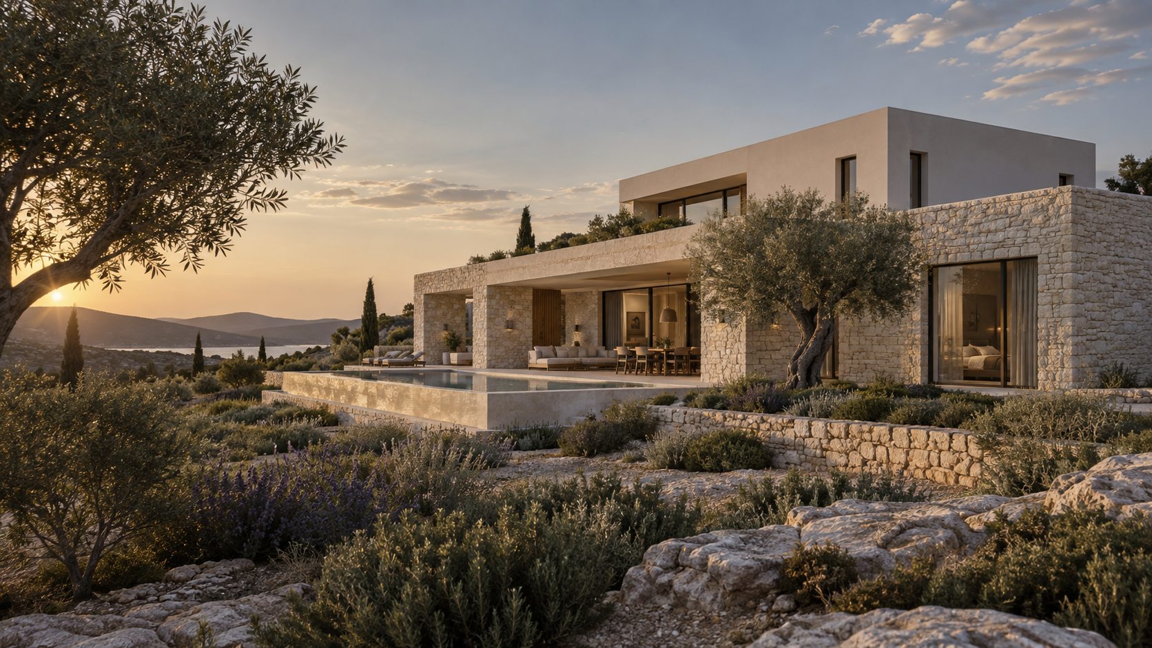 Koncept moderne mediteranske obiteljske kuće